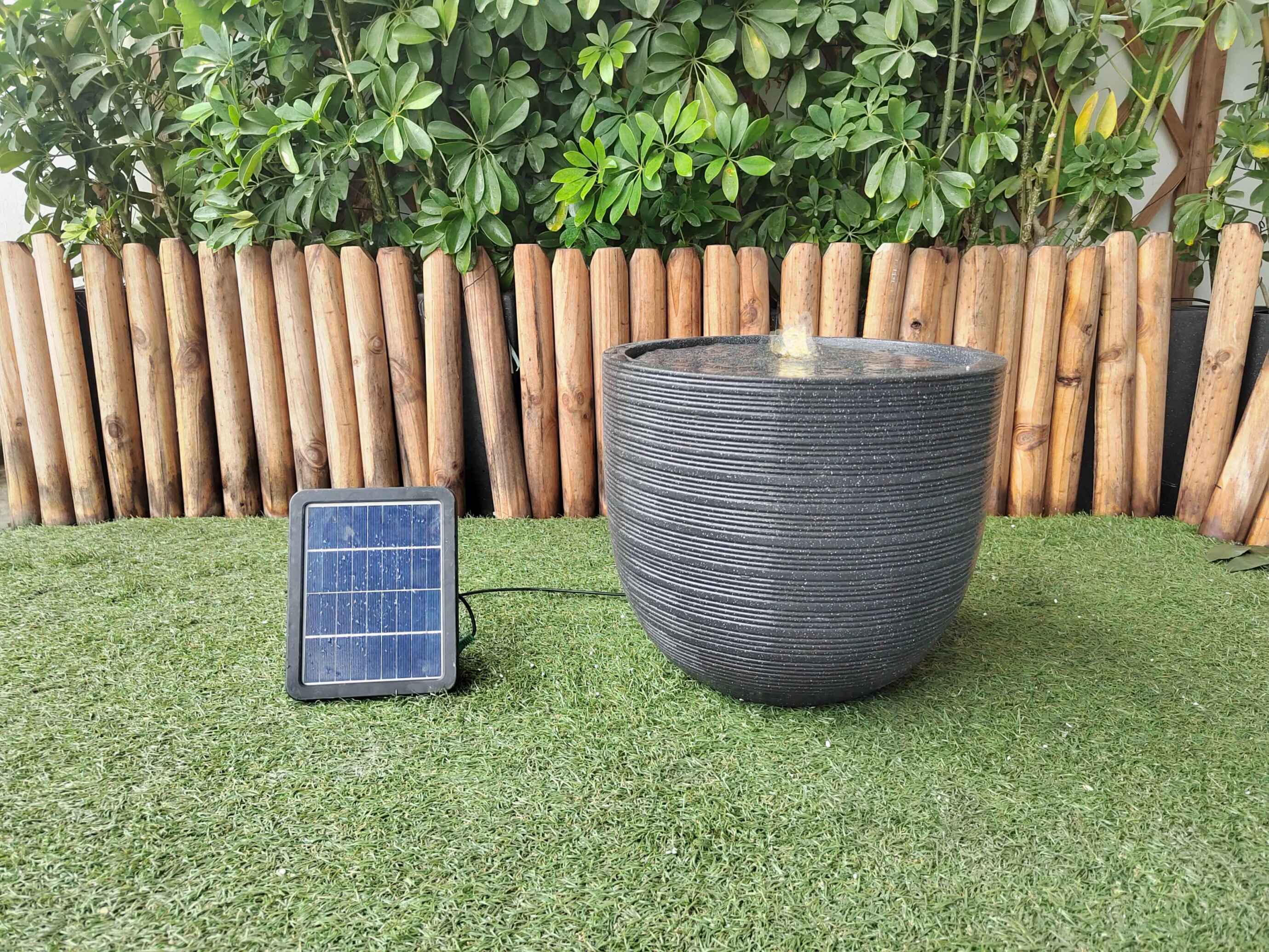 Outdoor Garden Decor Solar Water Fountain with Horizontal Stripes and Max Flow 200L/H