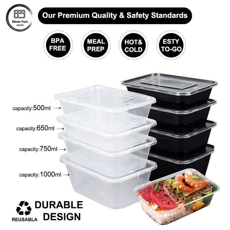 Durable Square Disposable Takeout Containers , Food-Grade PP Bento Boxes Microwave Safe