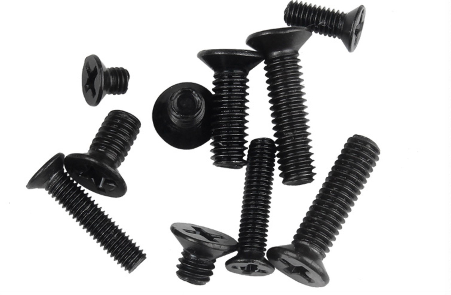 M3 Black Flat Head Machine Screws Zinc Plated High Corrosion Resistance