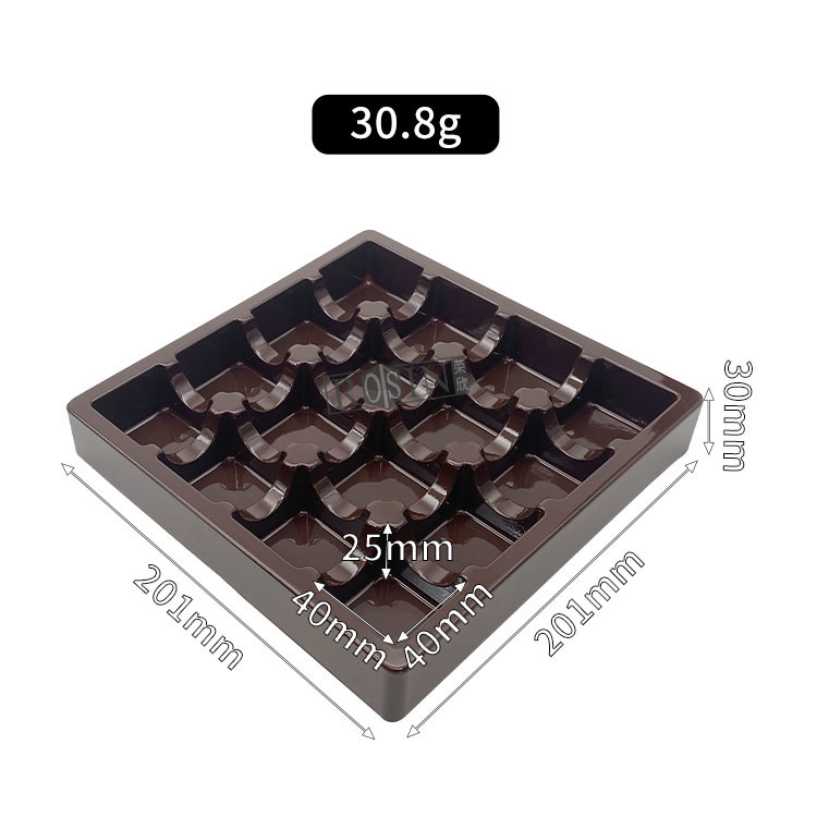 Custom 16 Cavity Plastic Chocolate Packaging PS Chocolate Packaging Tray