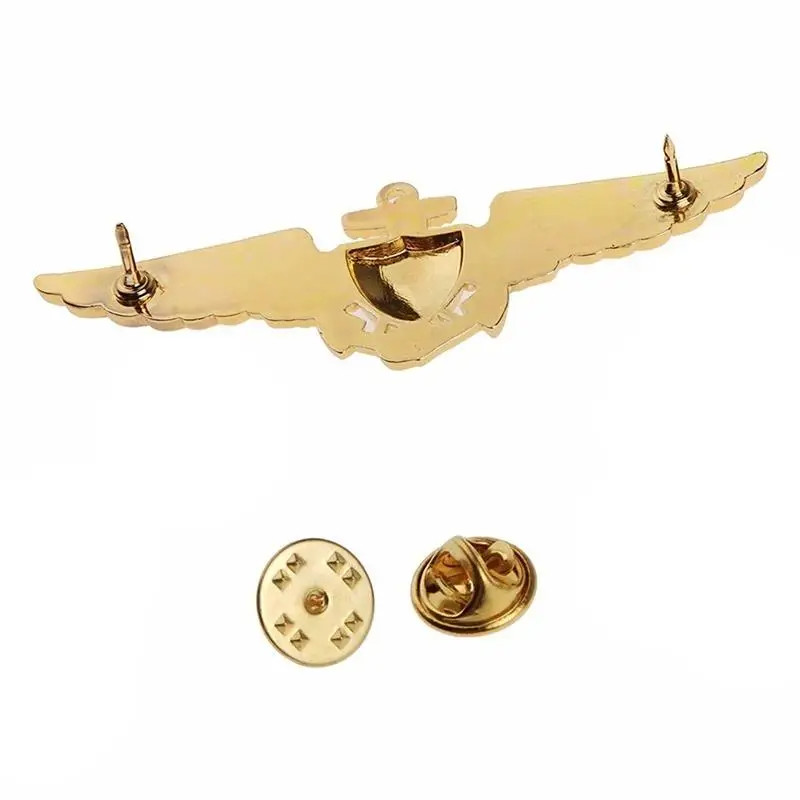 Custom Design Metal Enamel Pins Badges Gold Plating Engraved Airline Wings Pin Badge For Clothing