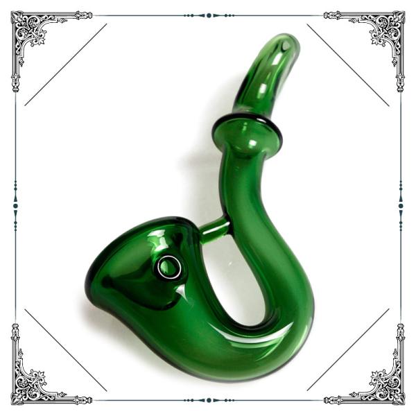 Green / Black Glass Hook Hand Smoking Pipe 4 Inches Pipe Hand Blown