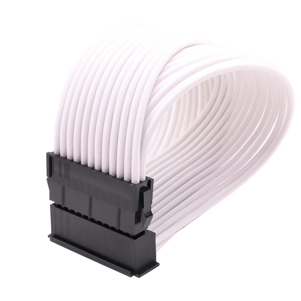 90 Degree Bradided Sleeve24Pin ATX Cable Extension Sleeve Computer Cable Extension Supply Adapter Sleeved PSU Cable Extension