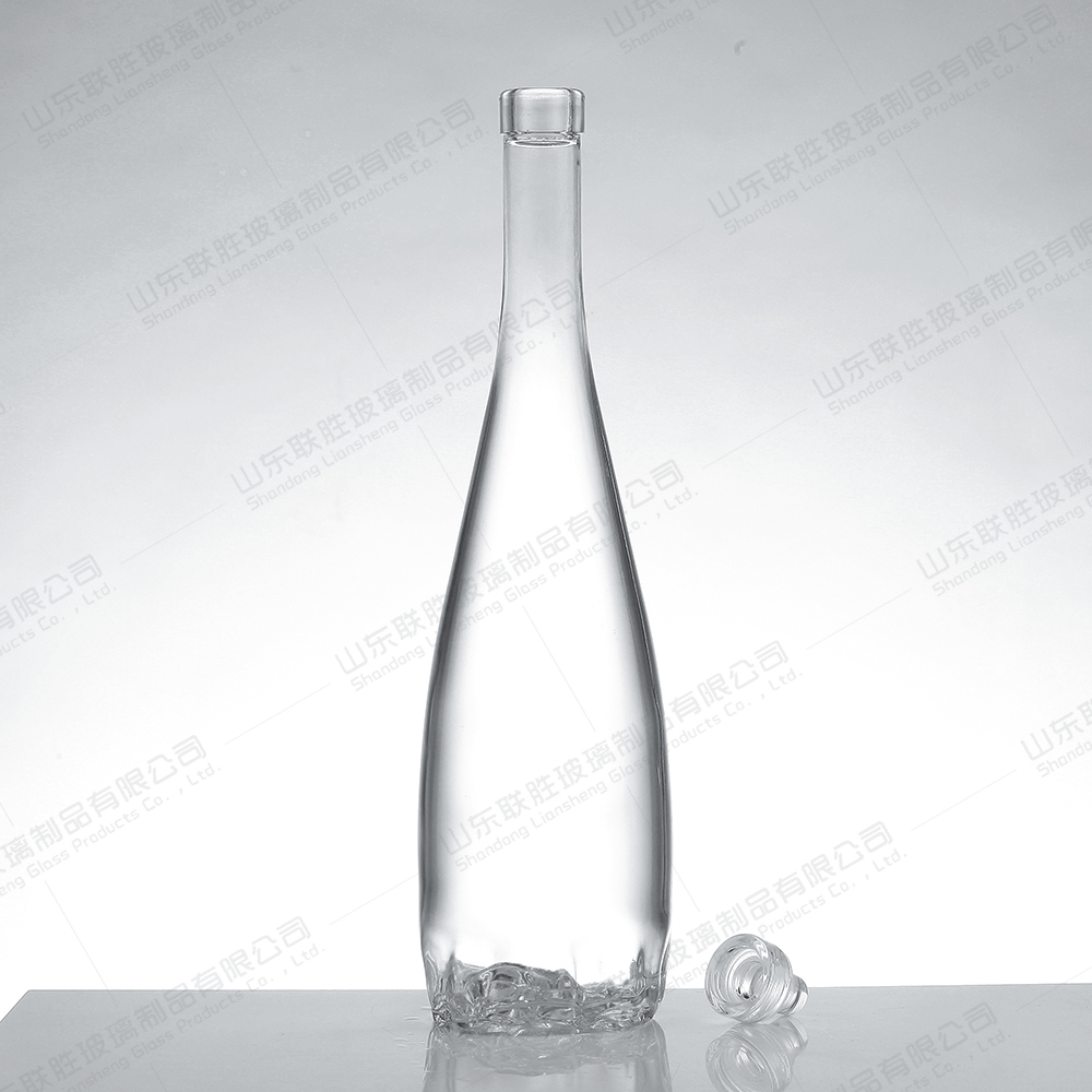 Chardonnay 750ml Custom Glass Bottle with Burgundy Shape and Cork Screen Painting