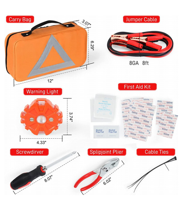 Red Car Automotive First Aid Kit Family Roadside Assistance Tool Kit