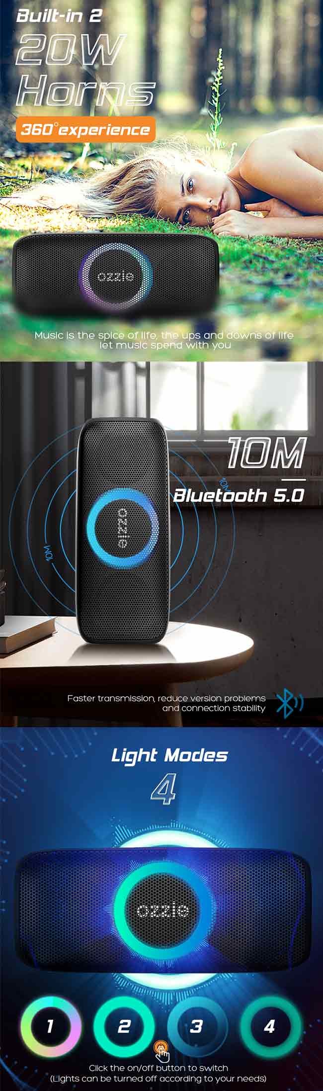 Audio Waterproof Ipx7 Bluetooth Outdoor Party Speaker Handsfree Calling Function