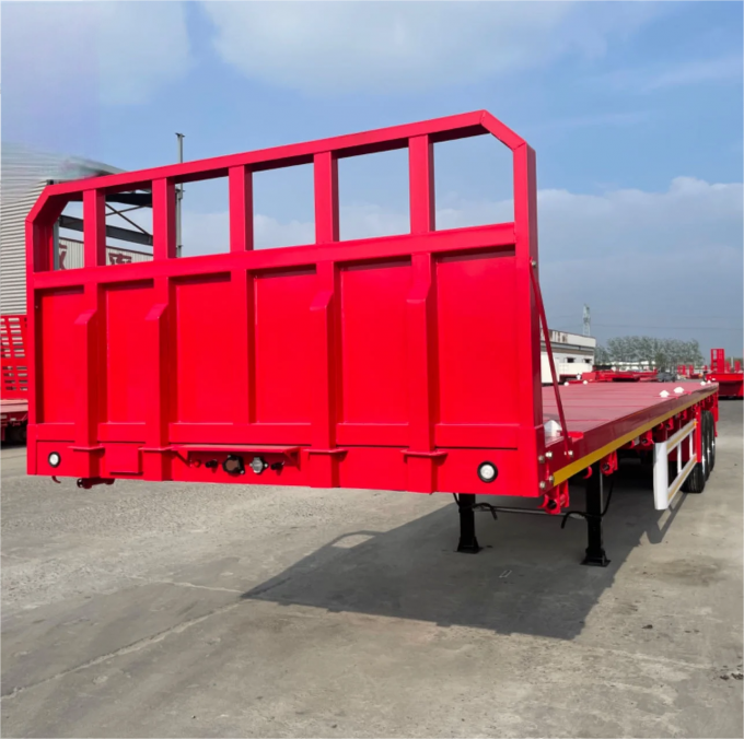 CIMC 3 axle 12400*2610*1550mm customized Design for Timber Coil and Steel Container Haulage Side Column Flatbed Semi Trailer