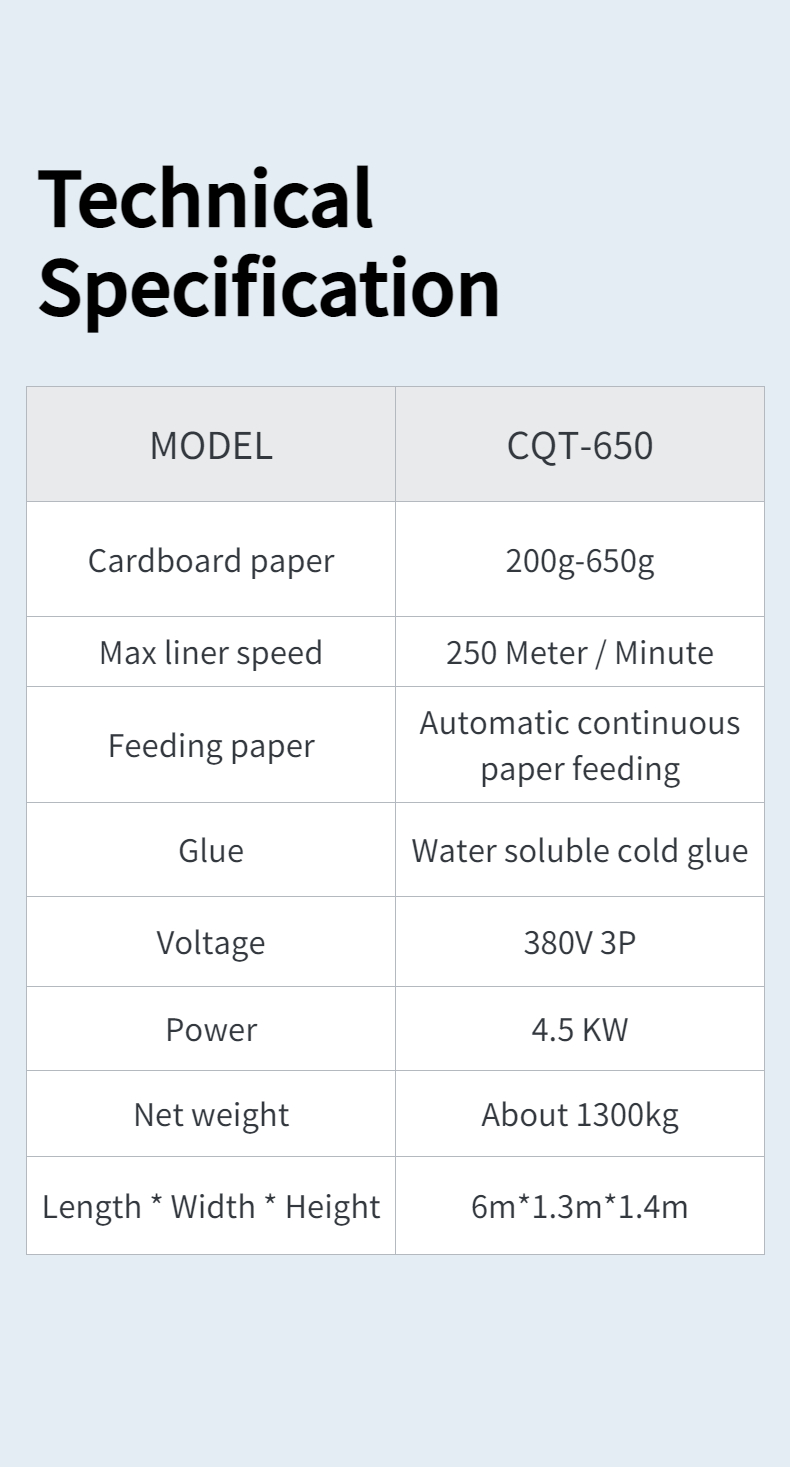 Net weight 1300kg CQT-650 folder gluer side glue box straight line box high speed glue