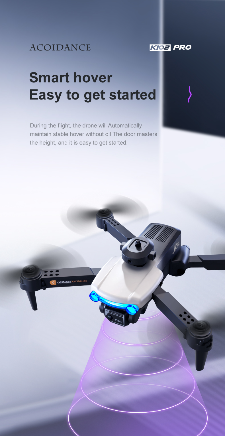 Beginner Operator Skill Level K102 PRO Drones Camera for Adults 4k Live Video RC Quadcopter Helicopter
