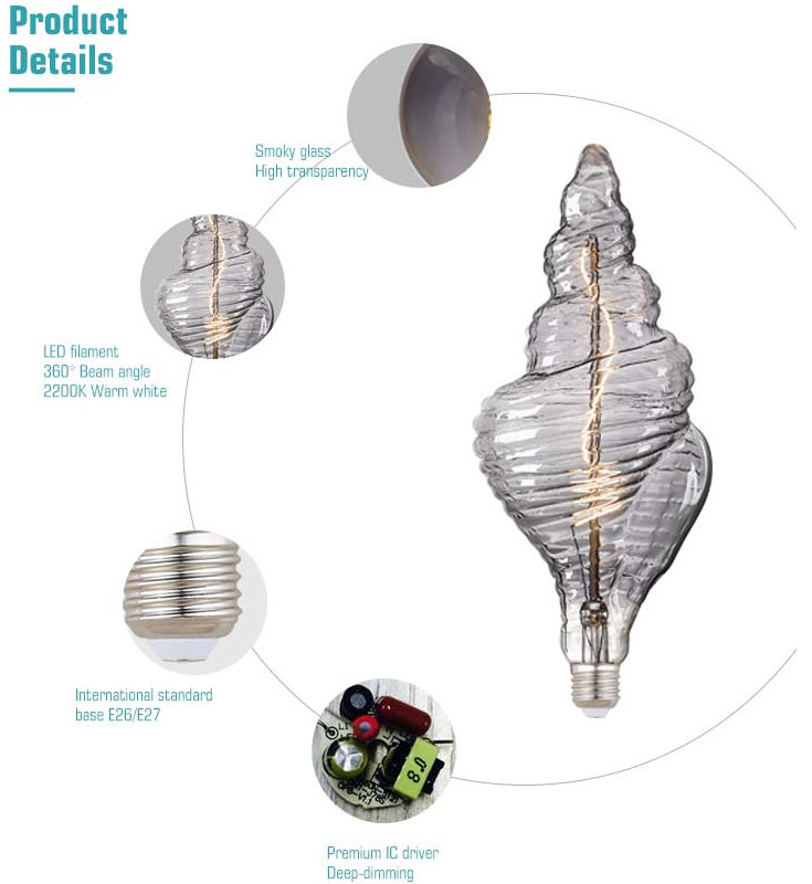 B135 B22 E26 E27 Smoky Light Bulb 4W Oversized LED Edison Bulb
