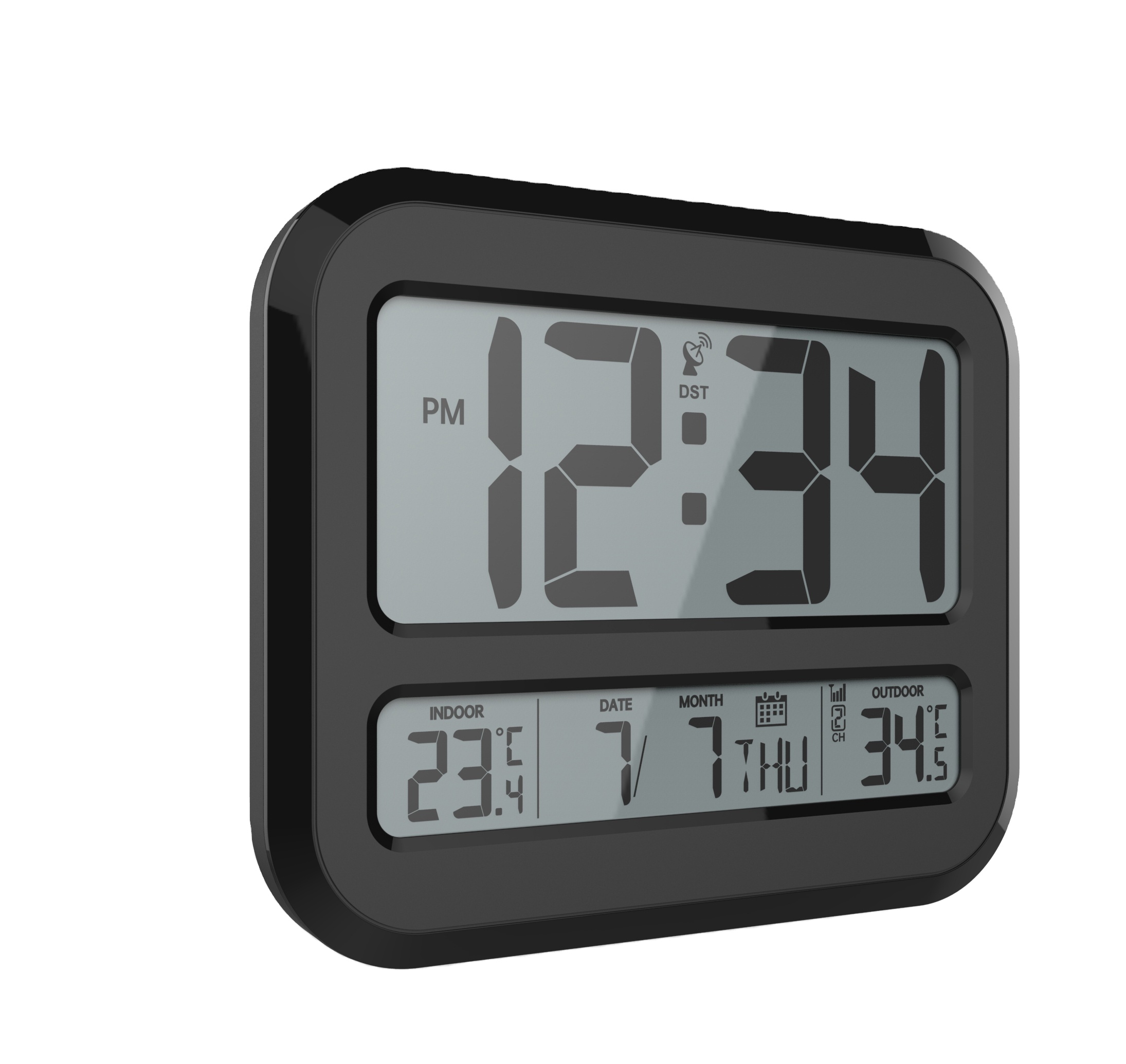 Indoor Temperature Radio Controlled Digital Clock Square Led Wall Clock 22.6 X 2.7 X 18.8cm
