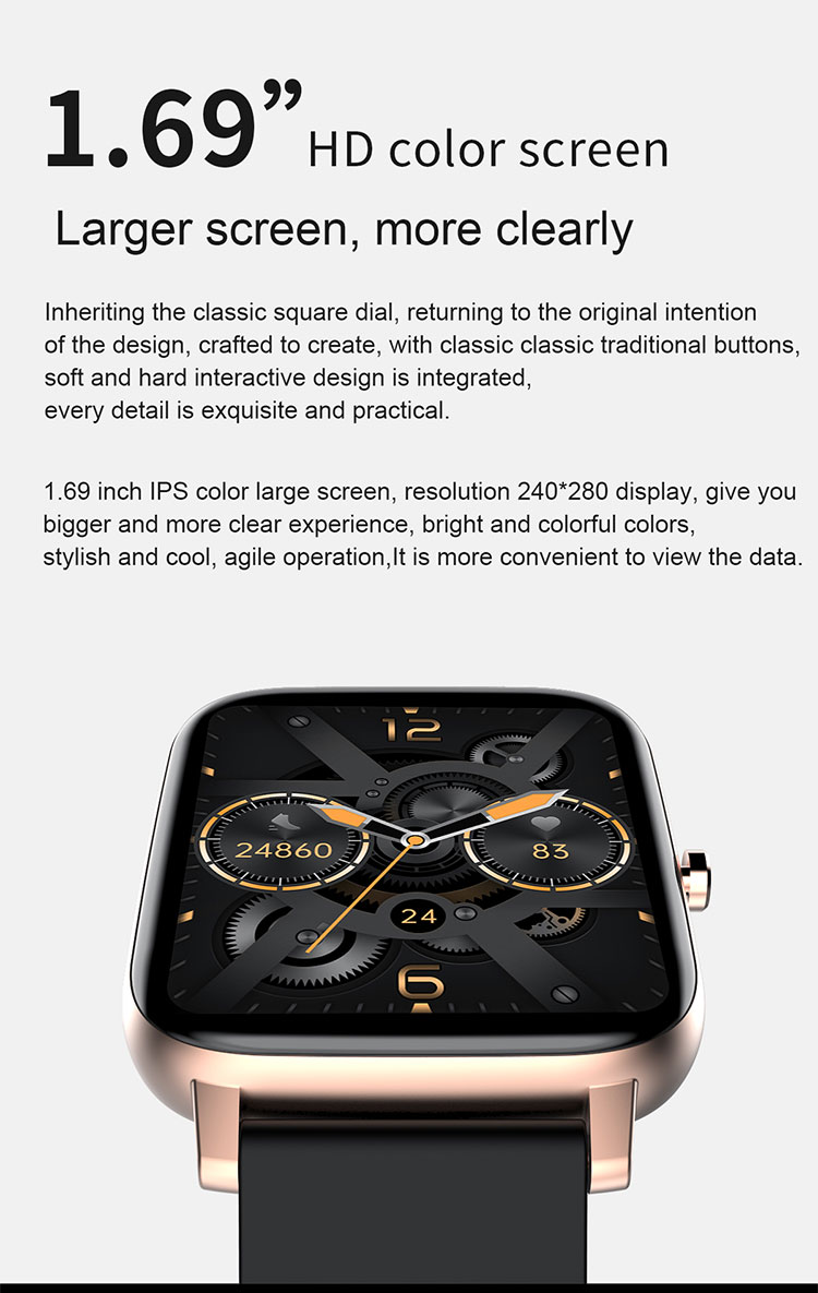 H80 Men'S Touch Screen Watch Cross Border Weather Music Sleep Heart Rate Blood Pressure Blood Oxygen Bracelet