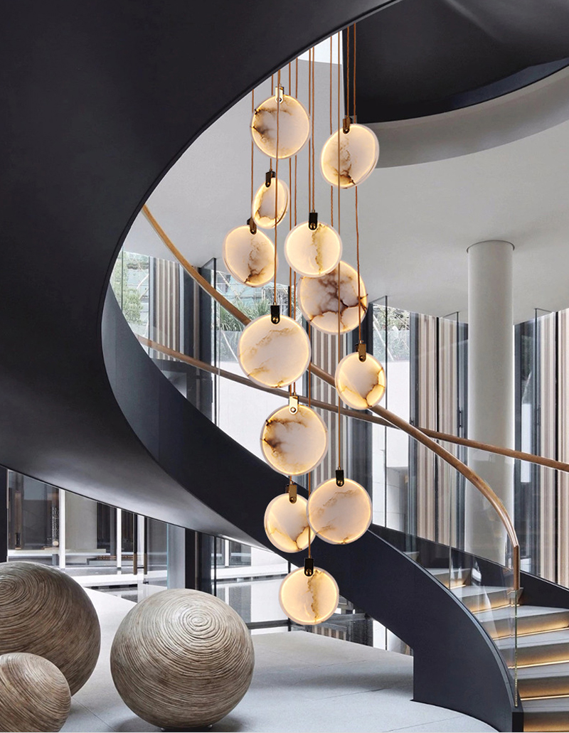 Modern Long Pendant Lights Luxury Staircase Marble Pendant Light(WH-NC-62）
