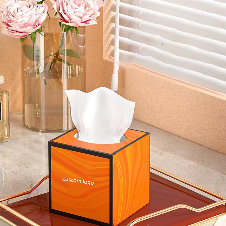 Luxury Plain Rectangular Soft Napkin Tissue Box Holder UV Printing Handling
