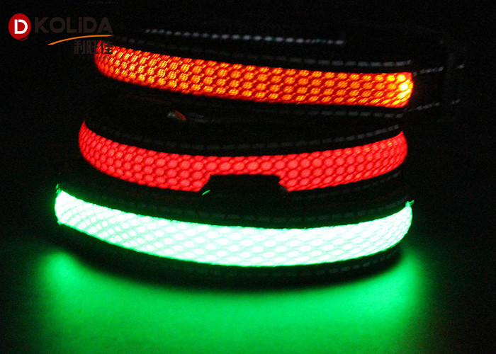 Small / Medium Size LED Nylon Pet Personalized Dog Collars Luminious