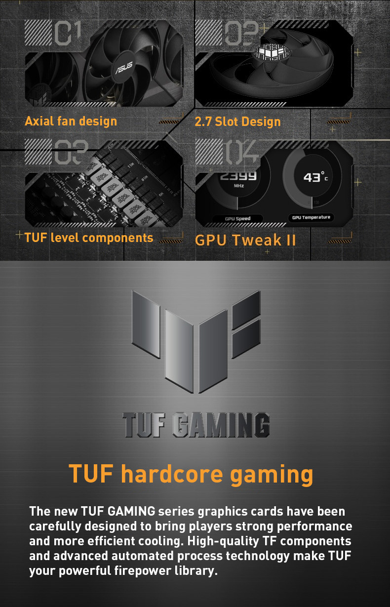 ASUS NVIDIA TUF-RTX3070-O8G-V2-GAMING 256bit GDDR6 Desktop Graphics Card