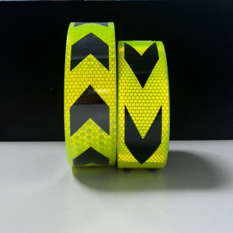 Colorful Customized Micro-Prismatic Reflective Tape Yellow Green Black Arrow Adhesive Prismatic For Traffic Safe