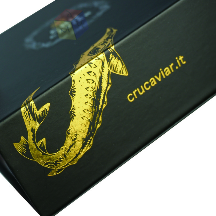 Luxury Black Magnetic Closure Custom Foil Logo Paper Caviar Gift Box Packaging With Foam Insert