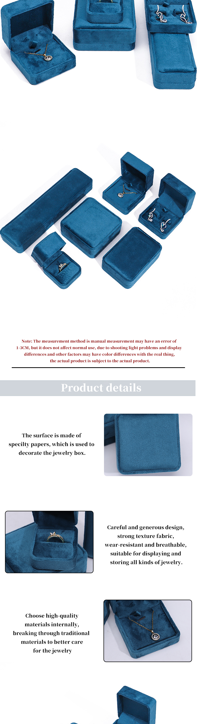 Wholesale manufacturing hot selling Luxury Jewellery Box Personalized Custom logo high end Blue Necklace Bracelet Earrings Ring Packaging Velvet