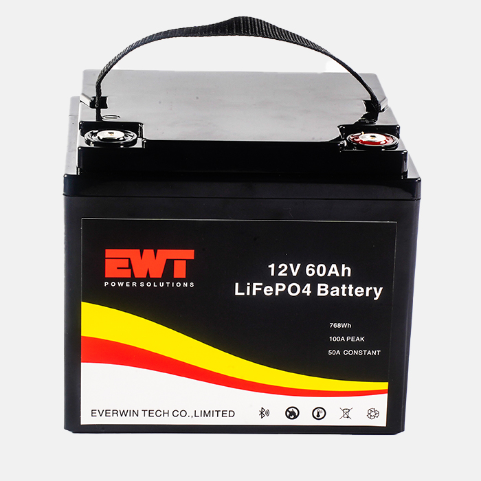 Balck 12V 60Ah LFP Lithium Iron Phosphate Battery Pack for Solar Energy System Replacement