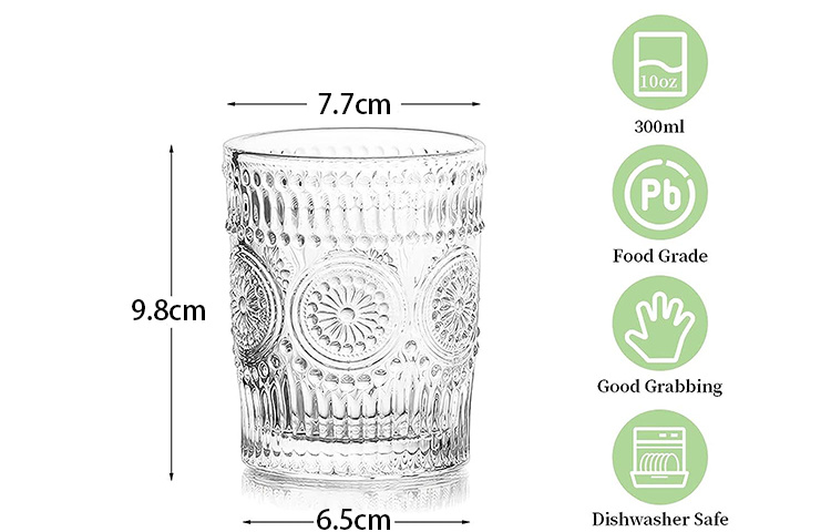 Embossed Crystal Sun Flower Shape Coffee Water Glasses