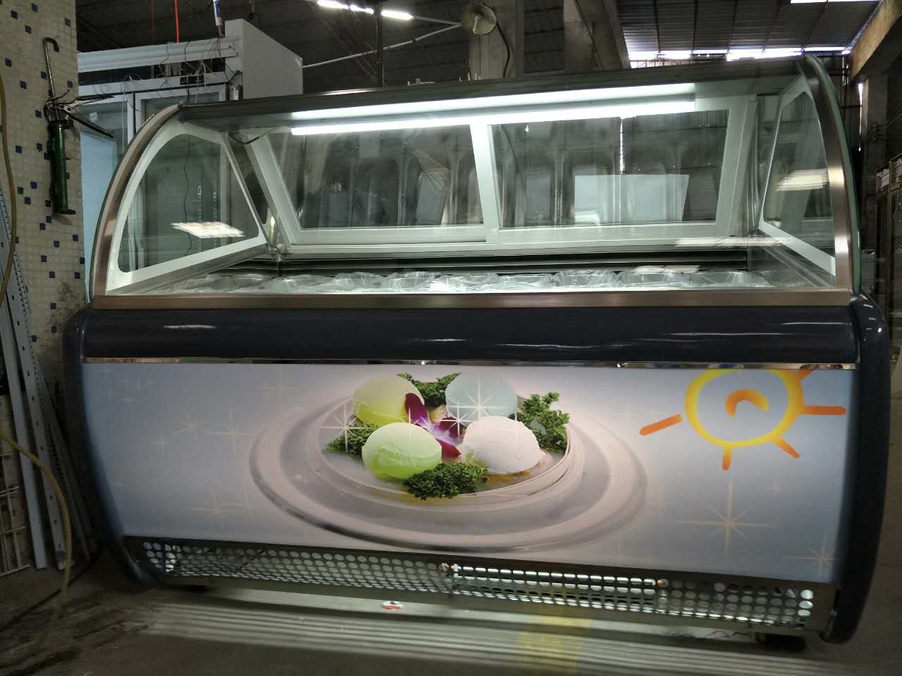 12 Pans Grey Color Italian Gelato Display Freezer For Ice Cream Shop