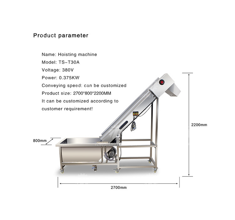 Lifting and conveying of fruit and vegetable pre-foaming materials for supporting equipment of operation line