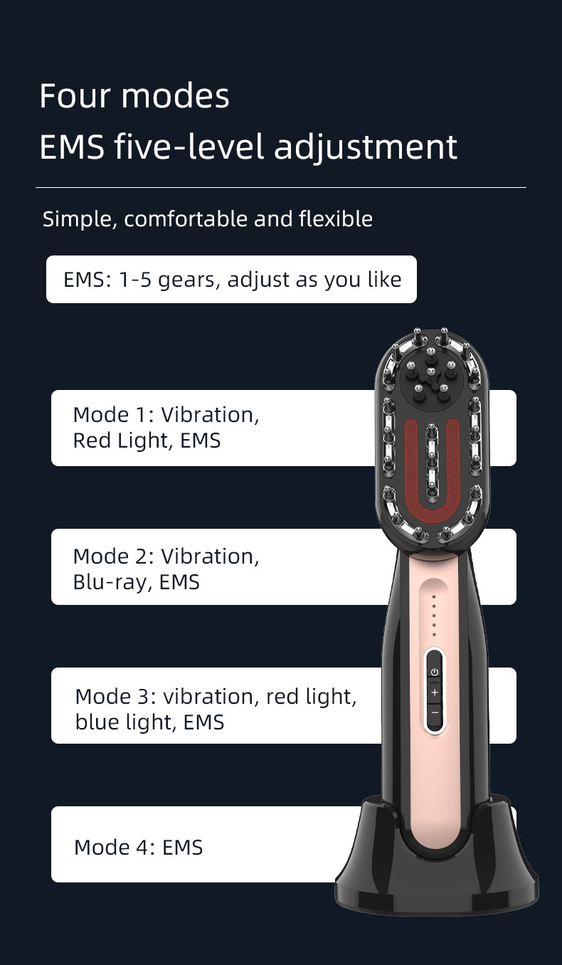 Multifunctional Electric Massage Comb Smart EMS Vibration Red Blue Light Face Body Skin Care Hair Growth