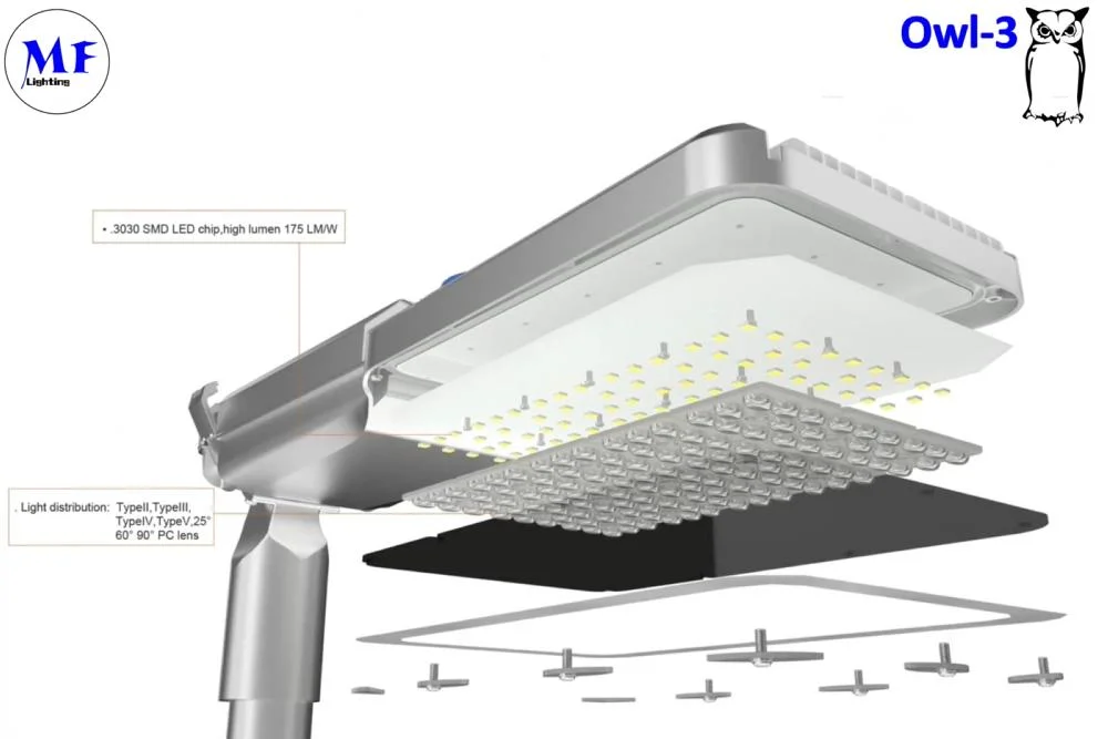 Factory Price CE RoHS 100W 0-10V Dim Die-Casting Aluminum Waterproof IP65 175lm/W LED Flood Street Light with Support Smart Control
