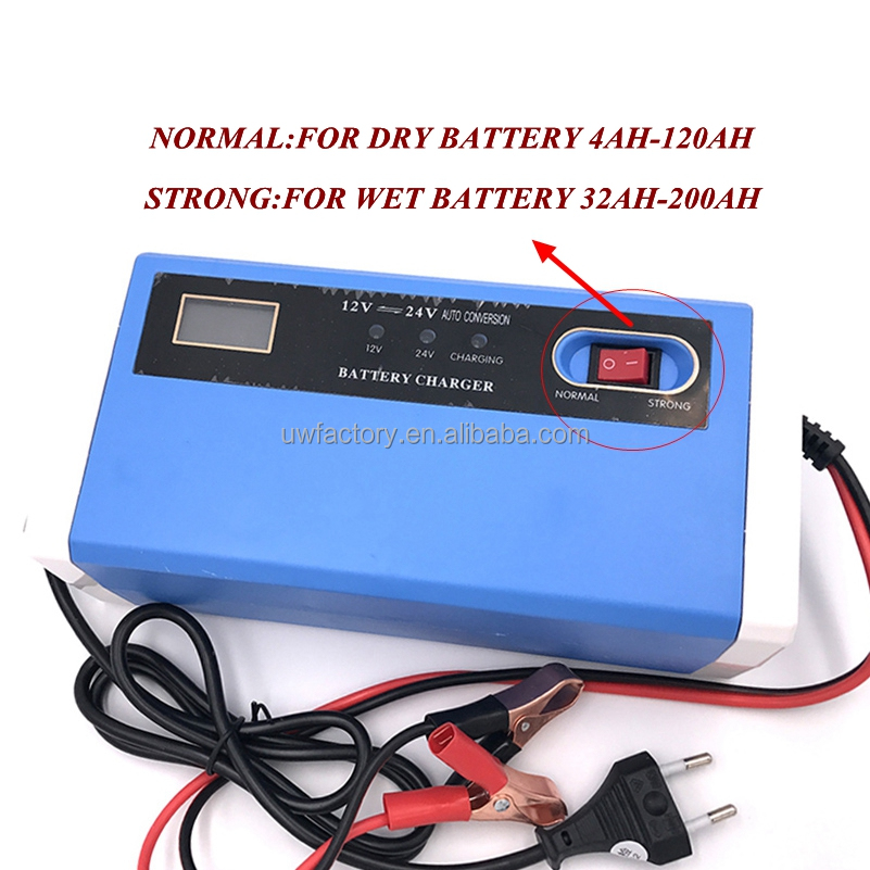 Intelligent Pulse Repair 12V 12A 24V 6A Battery Charger for Automobiles and Motorcycles SCP Function Current Protection