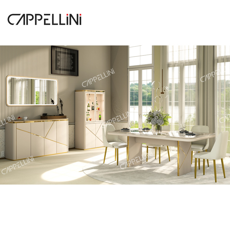 Modern Design Dining Table 4 Chairs Set 6 Seater Home Furniture Living Room Luxury Marble Slate Top Dinning Table Set