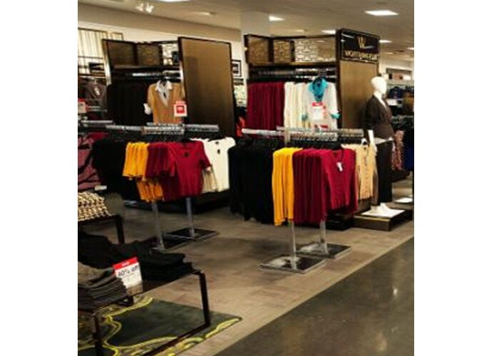 Chorme Metal Floor Standing Garment Display Stand Two Ways Easy Assembly For Retail Shop