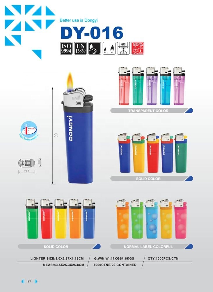 Normal label Colorful Refillable Fint Gas Lighter with ISO9994 Certificate