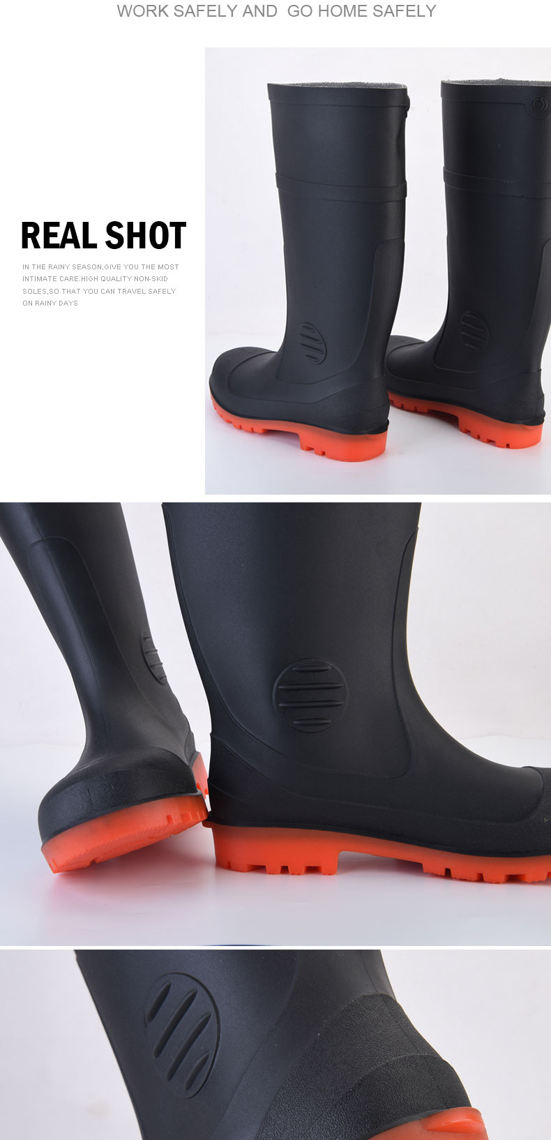 Easy Dry Steel Toe Rainboots Mens Work Rain Boots For Spring Summer