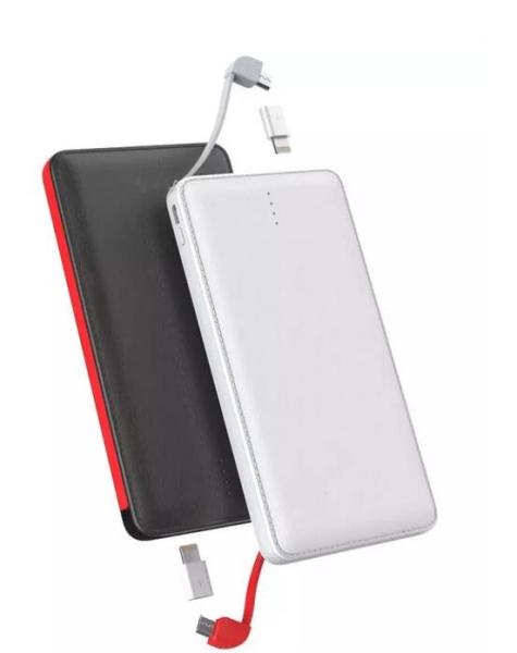 Built-in Cable iPhone adaptor 10,000mah portable power bank leather casing high