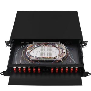 Black Rack Mount Fiber Termination Box FC Patch Panel ODF 24Core