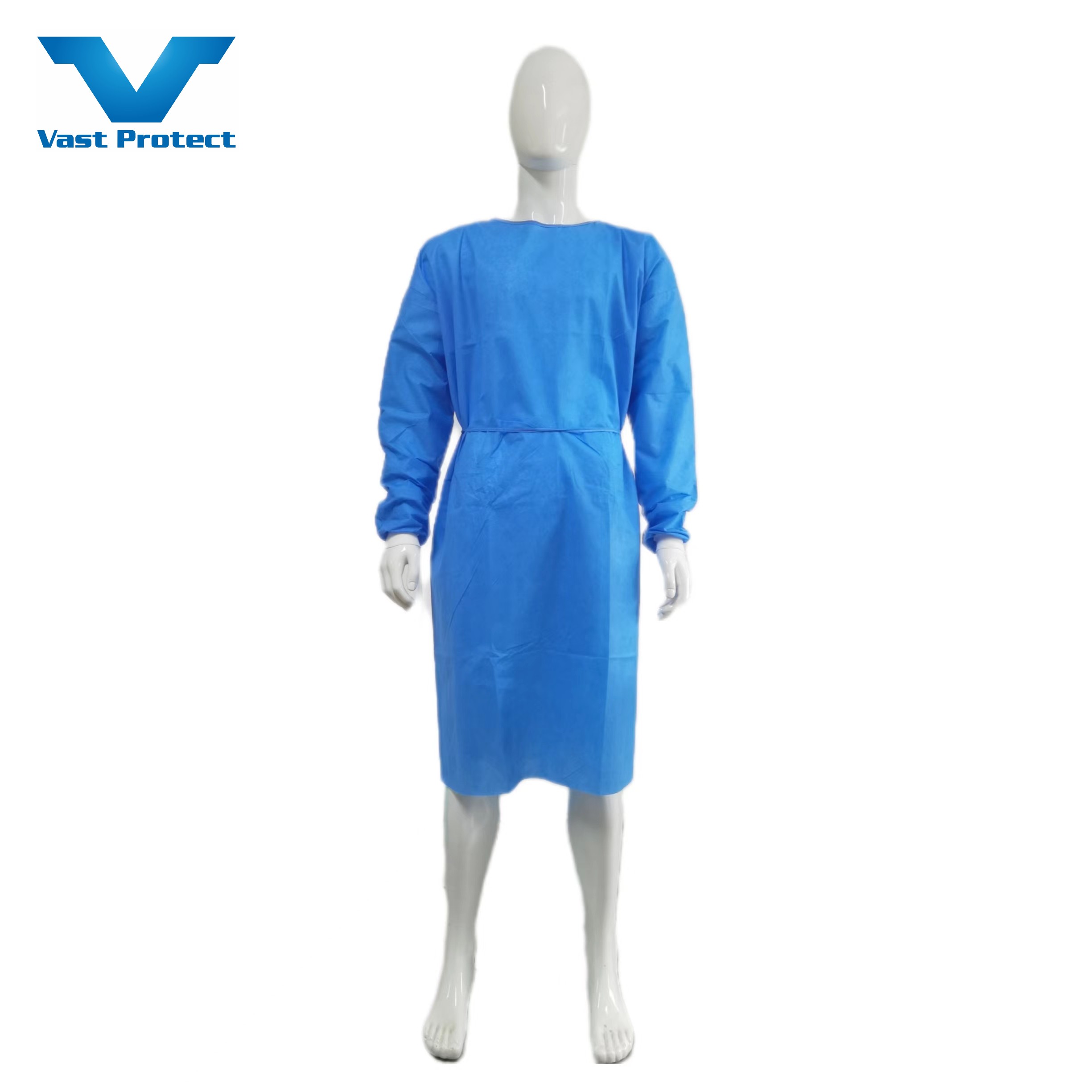 SMS Non Woven Fabric Blue Waterproof Isolation Gown For Class I Instruments OEM Offered