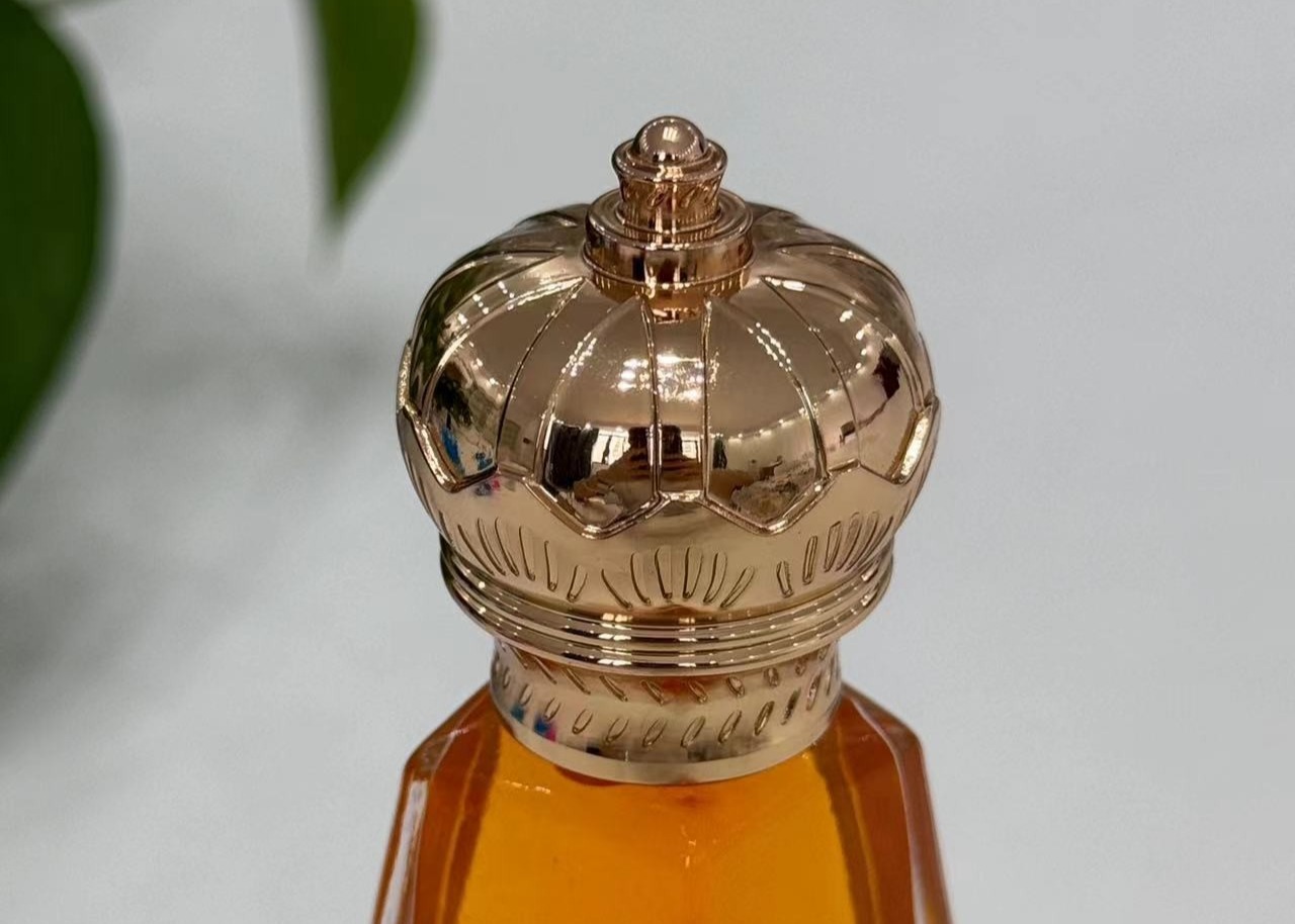 Customzied Elegant Gold Zamak Metal Perfume Cap Zinc Alloy Perfume Bottle Tops