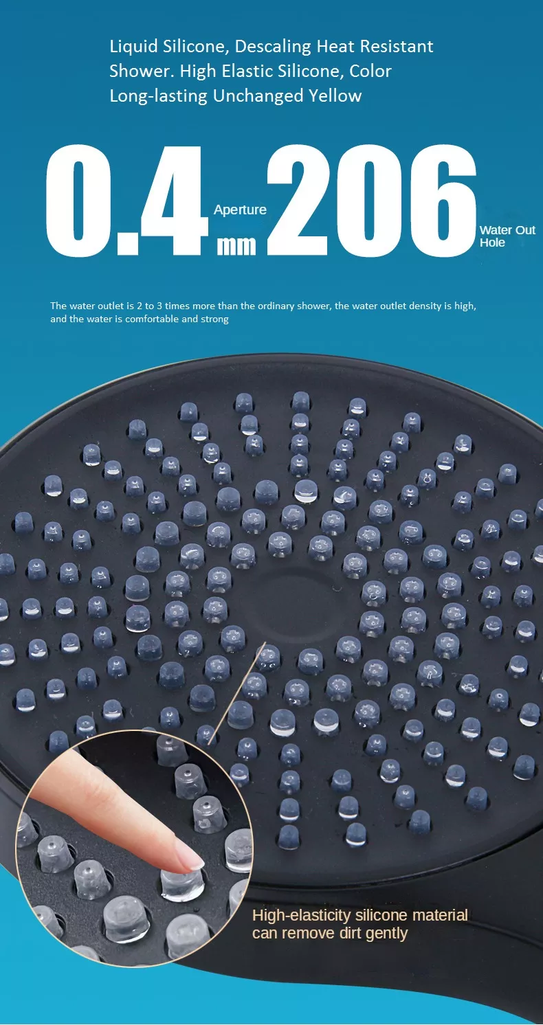 Fashion Style High Pressure Round Matte Black ABS Plastic Rain Shower Head For Bathroom
