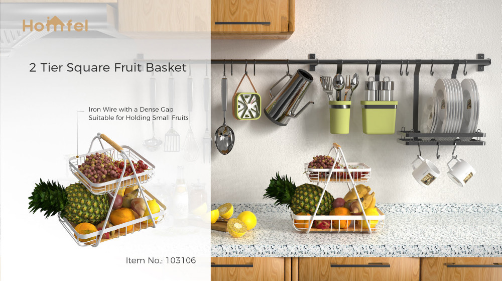 Modern Design Kitchen Organizer Iron Wire Basket For Storing Sundries Countertop