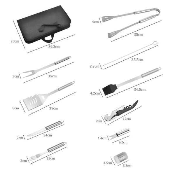 Outdoor Camping Accessories Portable BBQ Tools Set with Customized Logo and