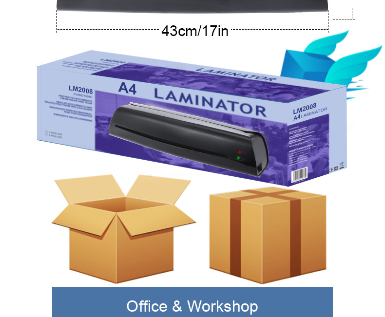 Black A4 Laminator For Photo LM2008 Document Paper Menu Laminating Device With Release