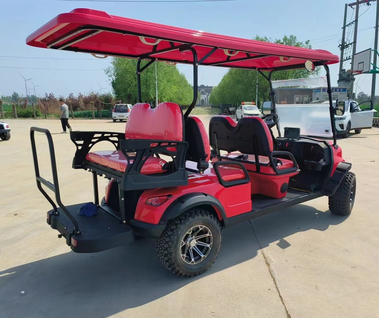 Rose Pink 4+2 Seat Electric Golf Cart 4kw Off-Road Model