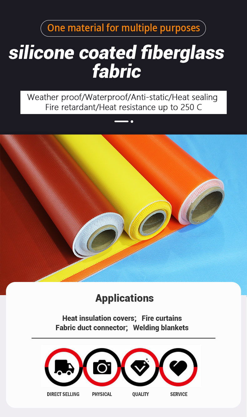 Silicone Coated Fiberglass Fabric For High Temperature Removable Jackets, Valve Covers