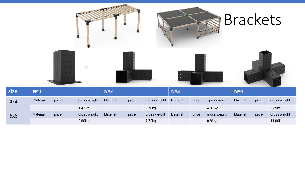 Black 4*4 6*6 Modular Size Metal Steel 3 Way Corner Pergola Bracket Wood Connectors Post Base Kits