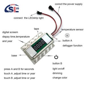 DC12V 12W Muti-function Split Two Buttons Middle Display Time Touch Sensor