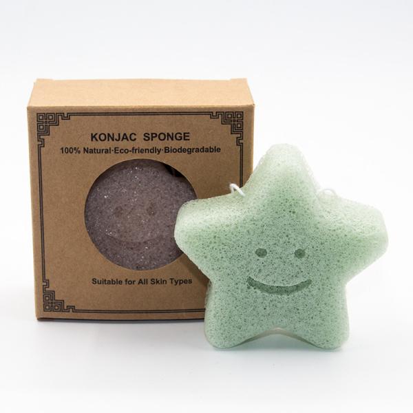 Antibacterial Pentagram Green Tea Konjac Sponge Removes Dirts Makeup Sponge