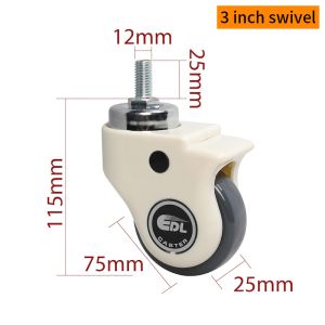 China 3 Inch TPU Medical Caster Wheels 80kg Load Swivel Brake Type on sale