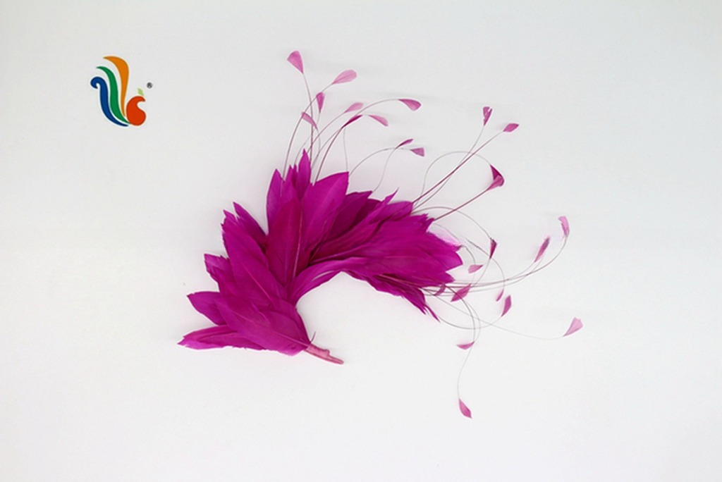 Goose Feather and Stripped Coque Flower Mount Feather Headwear for Halloween 15*30 CM