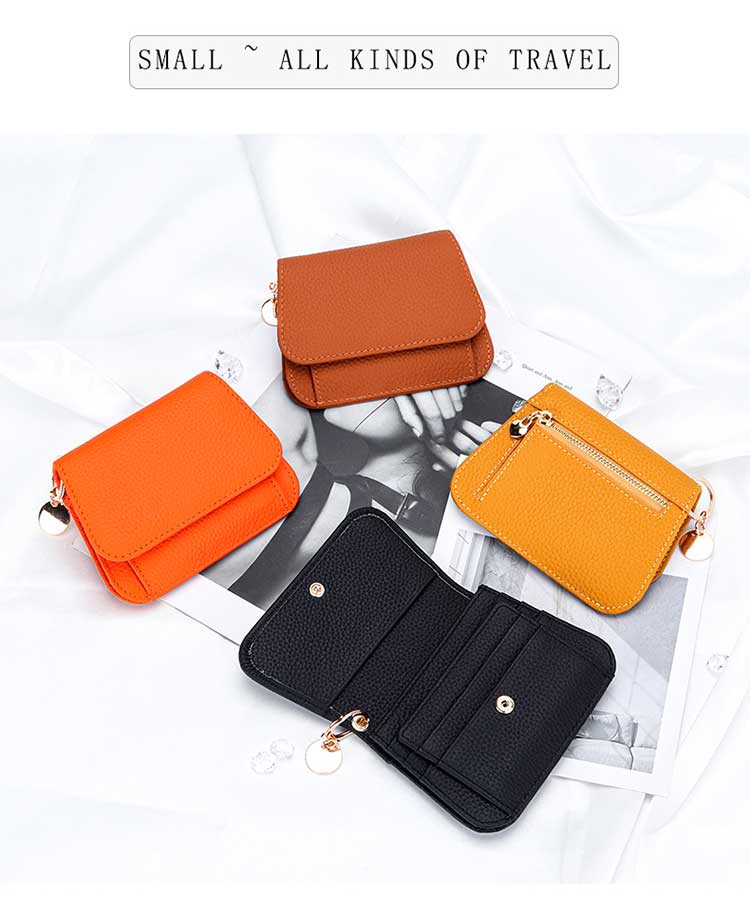 Business Candy Color Portable Wallet Genuine Leather Clutch Coin Purse for Girls